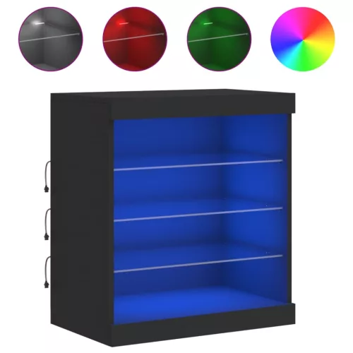Fekete tálalószekrény LED-világítással 60,5 x 37 x 67 cm