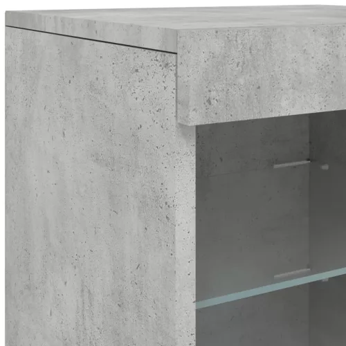 Betonszürke tálalószekrény LED-világítással 41 x 37 x 67 cm