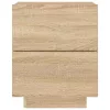 Sonoma tölgy színű szerelt fa éjjeliszekrény LED-fényekkel