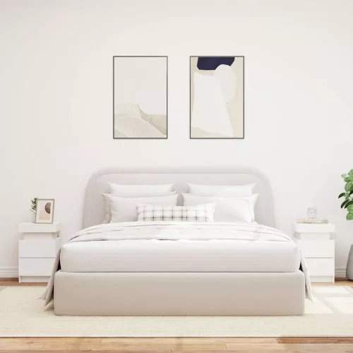 2 db fehér éjjeliszekrény LED-világítással 35 x 39 x 55 cm