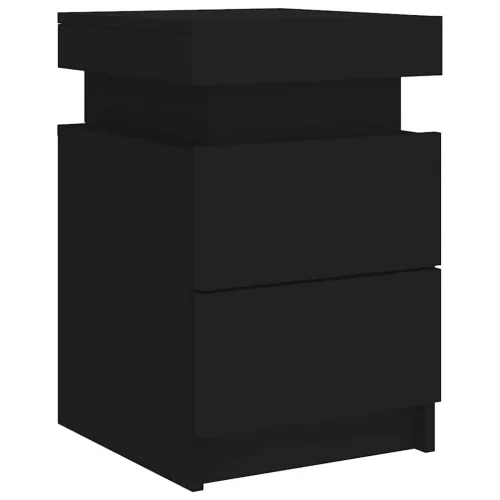 2 db fekete éjjeliszekrény LED-világítással 35 x 39 x 55 cm