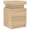 2 db sonoma tölgy színű éjjeliszekrény LED-del 35 x 39 x 55 cm