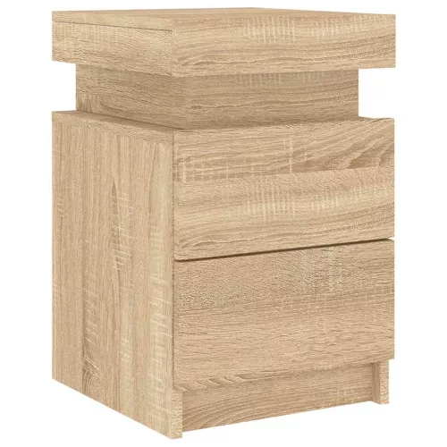 2 db sonoma tölgy színű éjjeliszekrény LED-del 35 x 39 x 55 cm