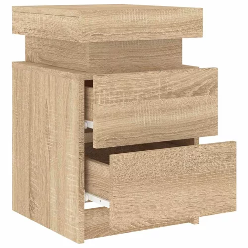 2 db sonoma tölgy színű éjjeliszekrény LED-del 35 x 39 x 55 cm