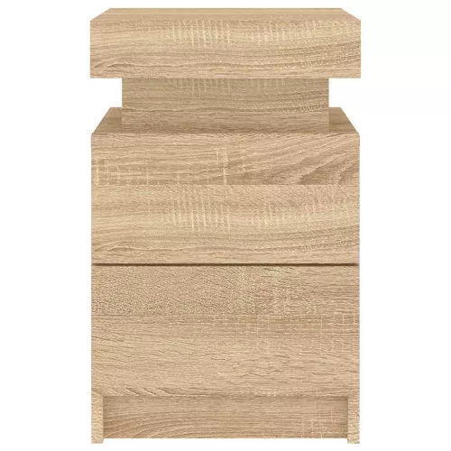 2 db sonoma tölgy színű éjjeliszekrény LED-del 35 x 39 x 55 cm