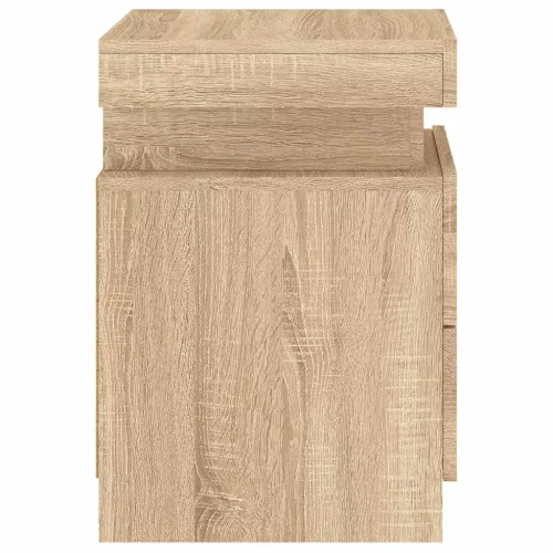 2 db sonoma tölgy színű éjjeliszekrény LED-del 35 x 39 x 55 cm