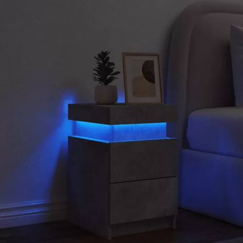 Betonszürke éjjeliszekrény LED-világítással 35 x 39 x 55 cm