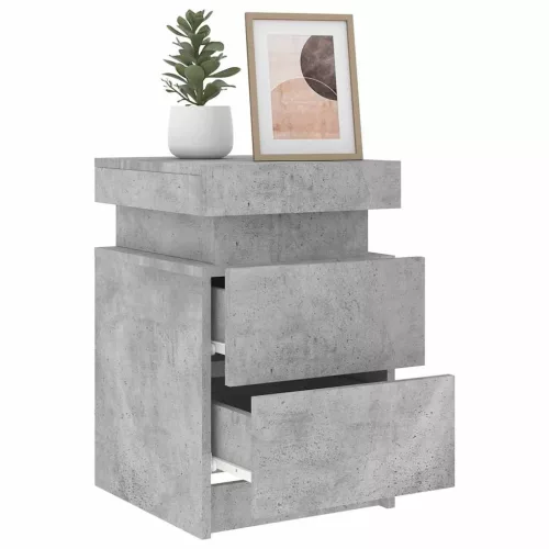 Betonszürke éjjeliszekrény LED-világítással 35 x 39 x 55 cm