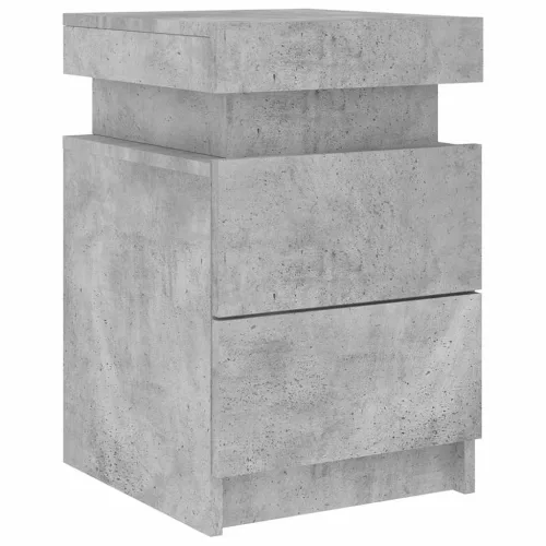 Betonszürke éjjeliszekrény LED-világítással 35 x 39 x 55 cm