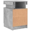 Betonszürke éjjeliszekrény LED-világítással 35 x 39 x 55 cm