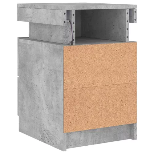 Betonszürke éjjeliszekrény LED-világítással 35 x 39 x 55 cm