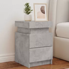   2 db betonszürke éjjeliszekrény LED-világítással 35x39x55 cm