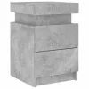2 db betonszürke éjjeliszekrény LED-világítással 35x39x55 cm