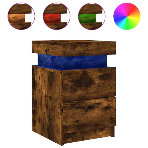 2 db sonoma tölgy színű éjjeliszekrény LED-ekkel 35x39x55 cm