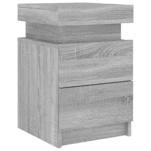 2 db szürke sonoma színű éjjeliszekrény LED-ekkel 35x39x55 cm