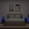2 db barna tölgy színű éjjeliszekrény LED-ekkel 35 x 39 x 55 cm
