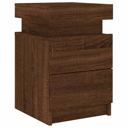 2 db barna tölgy színű éjjeliszekrény LED-ekkel 35 x 39 x 55 cm