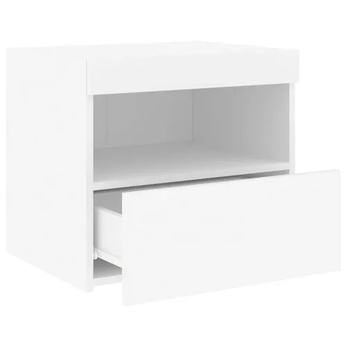 2 db fehér műfa éjjeliszekrény LED-fényekkel 50x40x45 cm