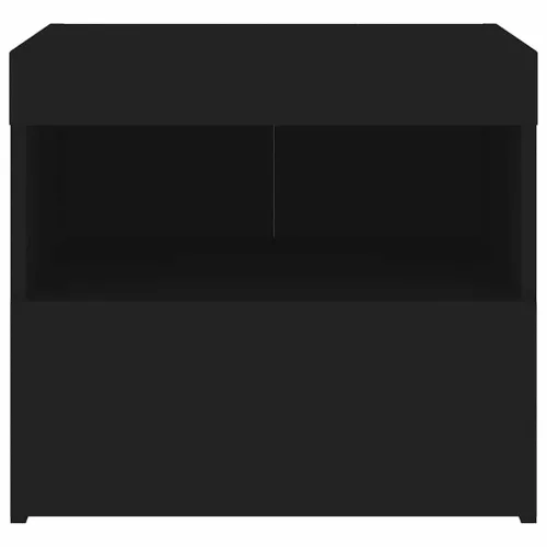2 db fekete műfa éjjeliszekrény LED-fényekkel 50x40x45 cm