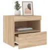 2 db sonoma tölgy színű éjjeliszekrény LED-ekkel 50x40x45 cm