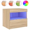 2 db sonoma tölgy színű éjjeliszekrény LED-ekkel 50x40x45 cm