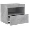 Betonszürke éjjeliszekrény LED-világítással 50 x 40 x 45 cm