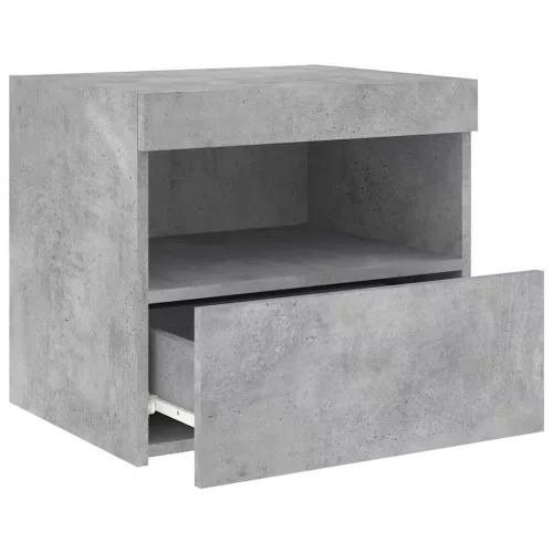 Betonszürke éjjeliszekrény LED-világítással 50 x 40 x 45 cm