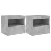 2 db betonszürke éjjeliszekrény LED-fényekkel 50x40x45 cm