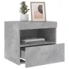 2 db betonszürke éjjeliszekrény LED-fényekkel 50x40x45 cm
