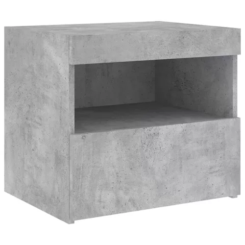 2 db betonszürke éjjeliszekrény LED-fényekkel 50x40x45 cm
