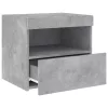 2 db betonszürke éjjeliszekrény LED-fényekkel 50x40x45 cm