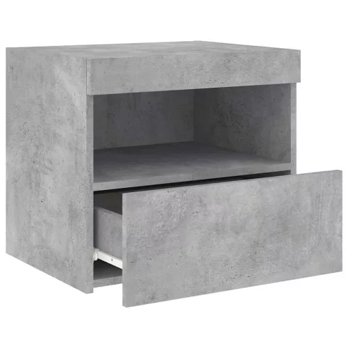 2 db betonszürke éjjeliszekrény LED-fényekkel 50x40x45 cm