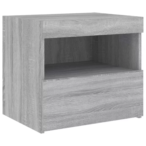 Szürke sonoma éjjeliszekrény LED-világítással 50 x 40 x 45 cm