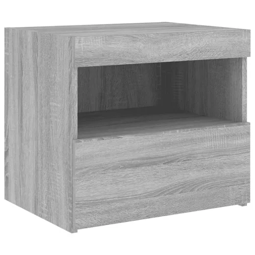 2 db szürke sonoma színű éjjeliszekrény LED-ekkel 50x40x45 cm
