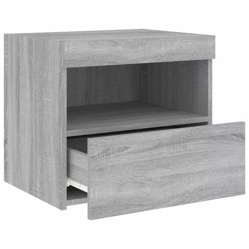 2 db szürke sonoma színű éjjeliszekrény LED-ekkel 50x40x45 cm