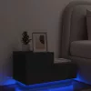 Fekete éjjeliszekrény LED-világítással 70 x 36 x 40,5 cm