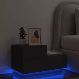   Fekete éjjeliszekrény LED-világítással 70 x 36 x 40,5 cm