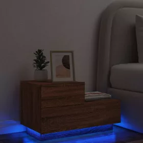   Barna tölgyszínű éjjeliszekrény LED-világítással 70x36x40,5 cm