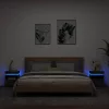 2 db fekete műfa éjjeliszekrény LED-fényekkel 40x39x48,5 cm