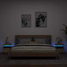   2 db sonoma tölgy éjjeliszekrény LED-fényekkel 40x39x48,5 cm