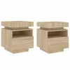 2 db sonoma tölgy éjjeliszekrény LED-fényekkel 40x39x48,5 cm