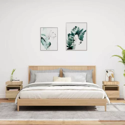 2 db sonoma tölgy éjjeliszekrény LED-fényekkel 40x39x48,5 cm