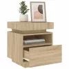 2 db sonoma tölgy éjjeliszekrény LED-fényekkel 40x39x48,5 cm