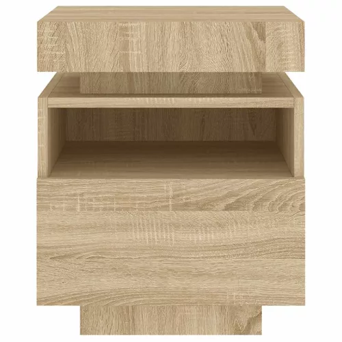 2 db sonoma tölgy éjjeliszekrény LED-fényekkel 40x39x48,5 cm