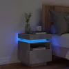 Betonszürke éjjeliszekrény LED-fényekkel 40x39x48,5 cm