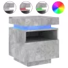 Betonszürke éjjeliszekrény LED-fényekkel 40x39x48,5 cm
