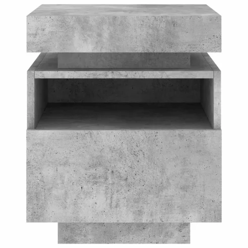 Betonszürke éjjeliszekrény LED-fényekkel 40x39x48,5 cm