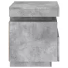 Betonszürke éjjeliszekrény LED-fényekkel 40x39x48,5 cm