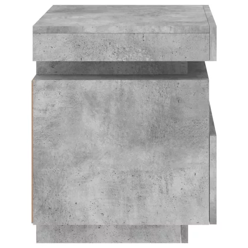 Betonszürke éjjeliszekrény LED-fényekkel 40x39x48,5 cm