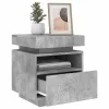 2 db betonszürke éjjeliszekrény LED-fényekkel 40x39x48,5 cm